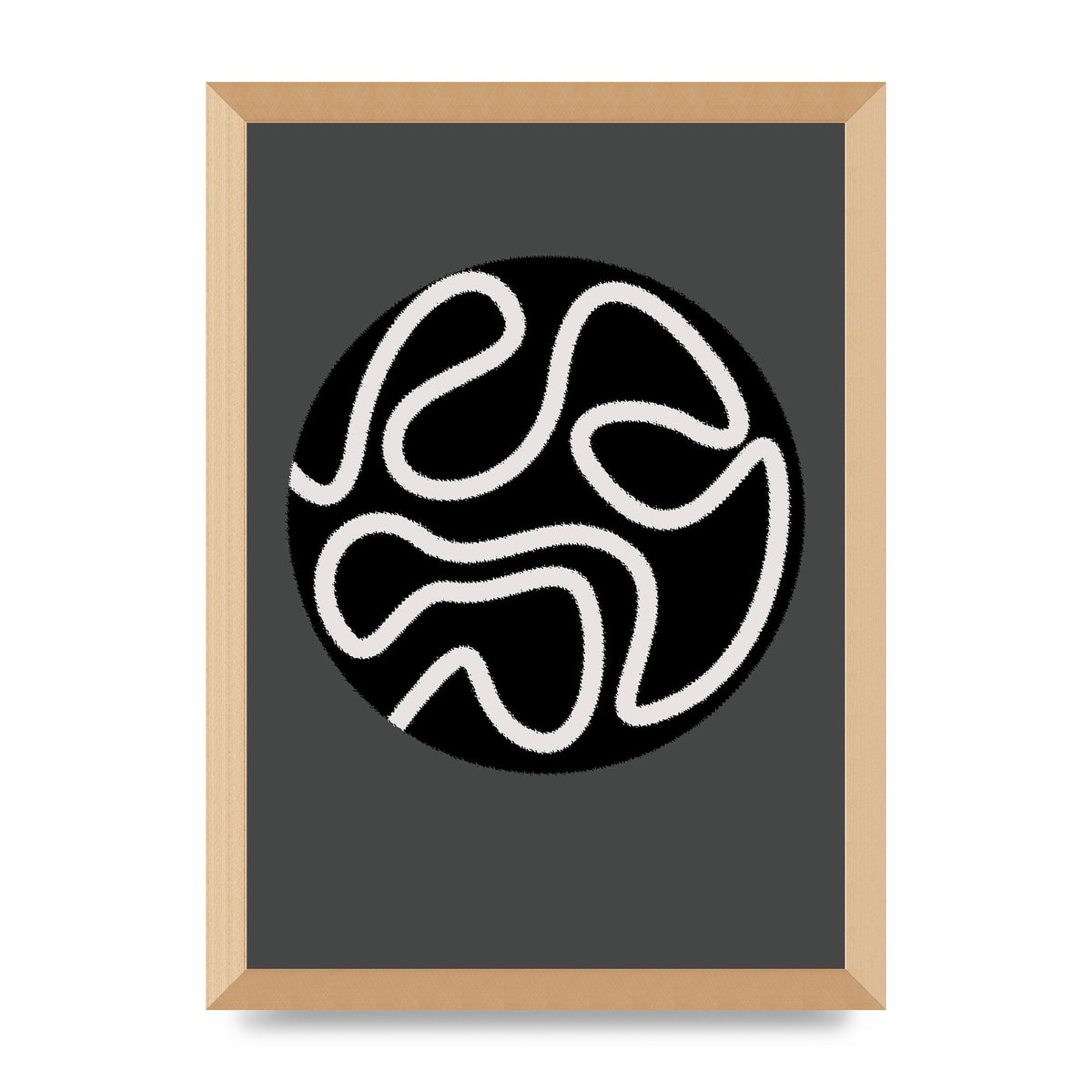 Abstract Line Disc Black Grey Art For The Home - A3 framed