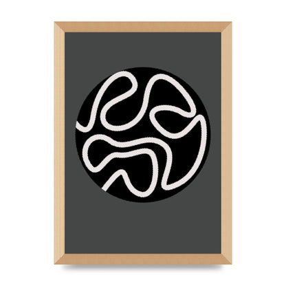 Abstract Line Disc Black Grey Art For The Home - A3 framed