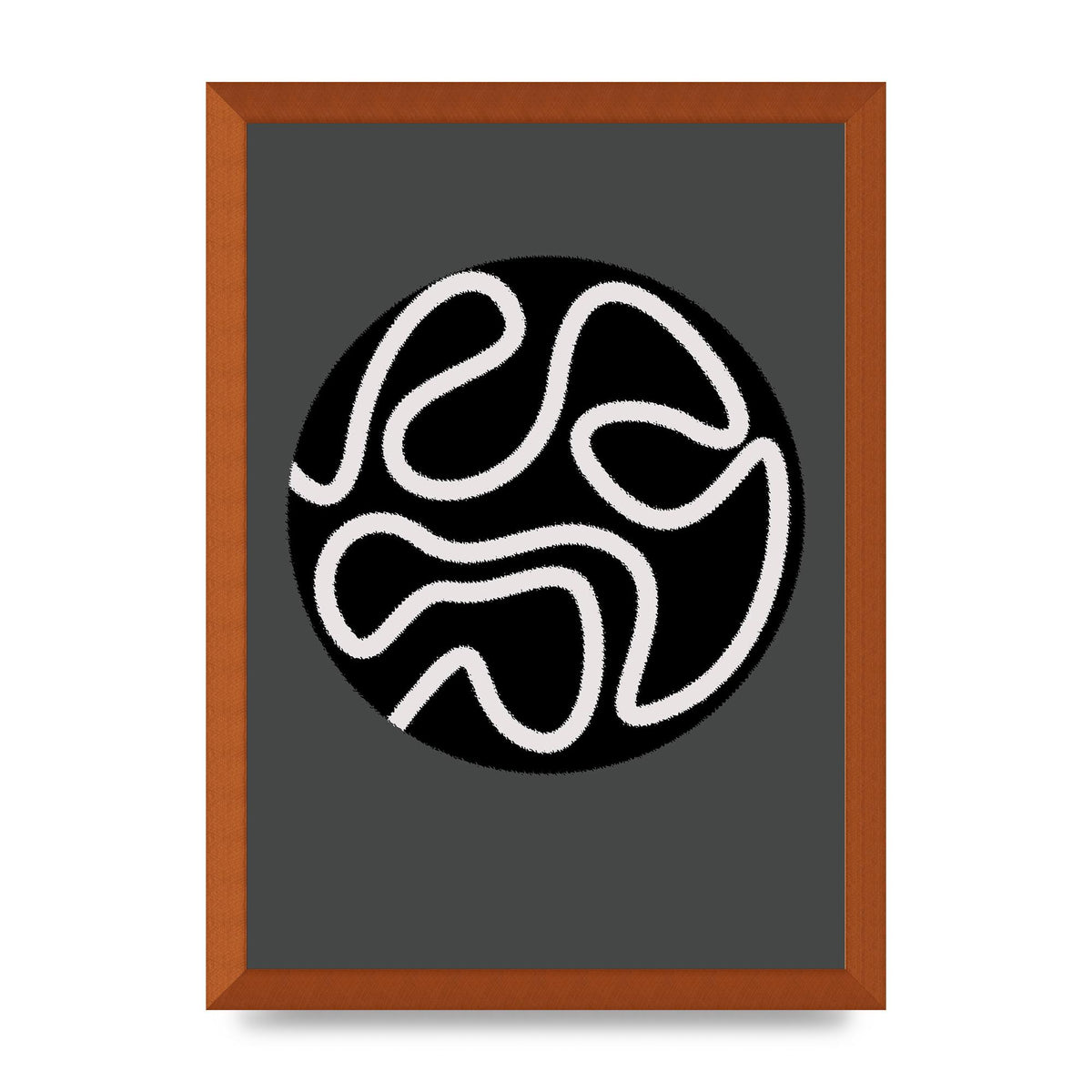 Abstract Line Disc Black Grey Art For The Home - A3 framed