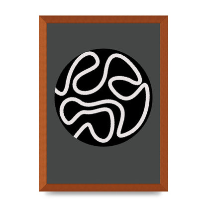 Abstract Line Disc Black Grey Art For The Home - A3 framed