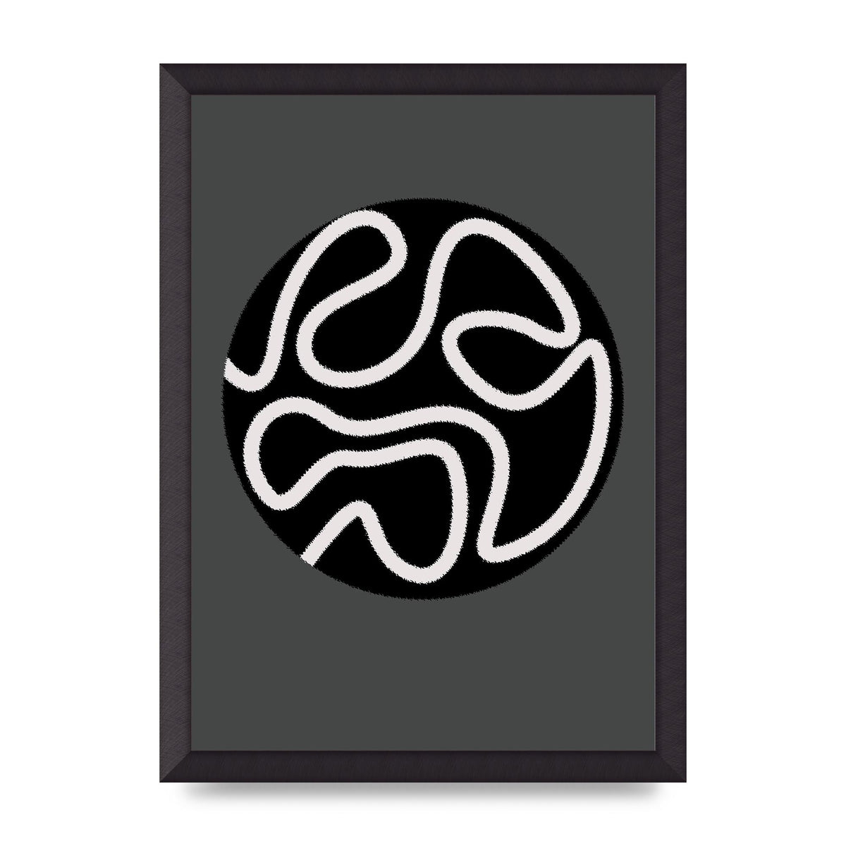 Abstract Line Disc Black Grey Art For The Home - A3 framed