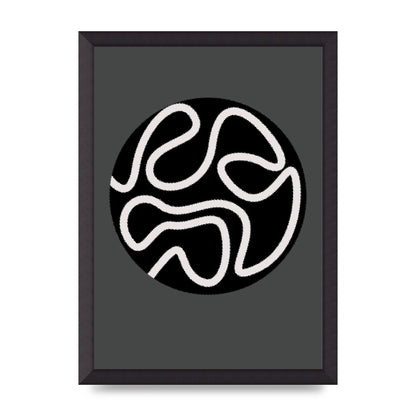 Abstract Line Disc Black Grey Art For The Home - A3 framed