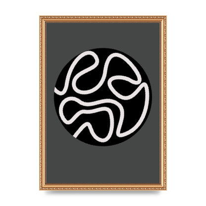 Abstract Line Disc Black Grey Art For The Home - A3 framed