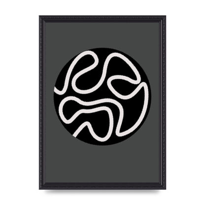 Abstract Line Disc Black Grey Art For The Home - A3 framed