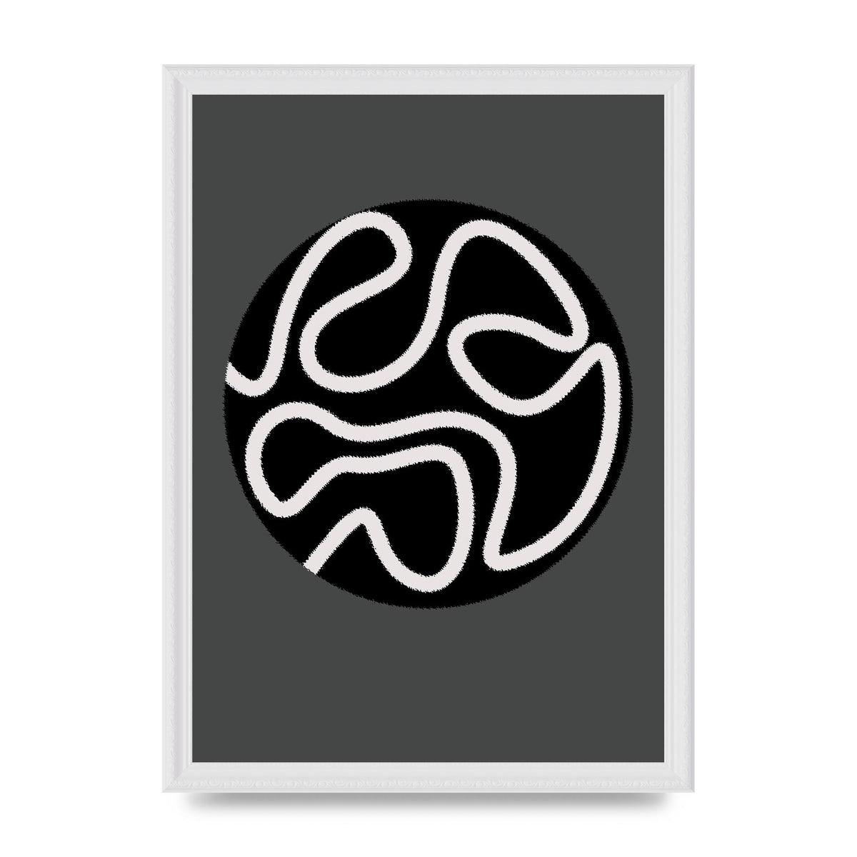 Abstract Line Disc Black Grey Art For The Home - A3 framed