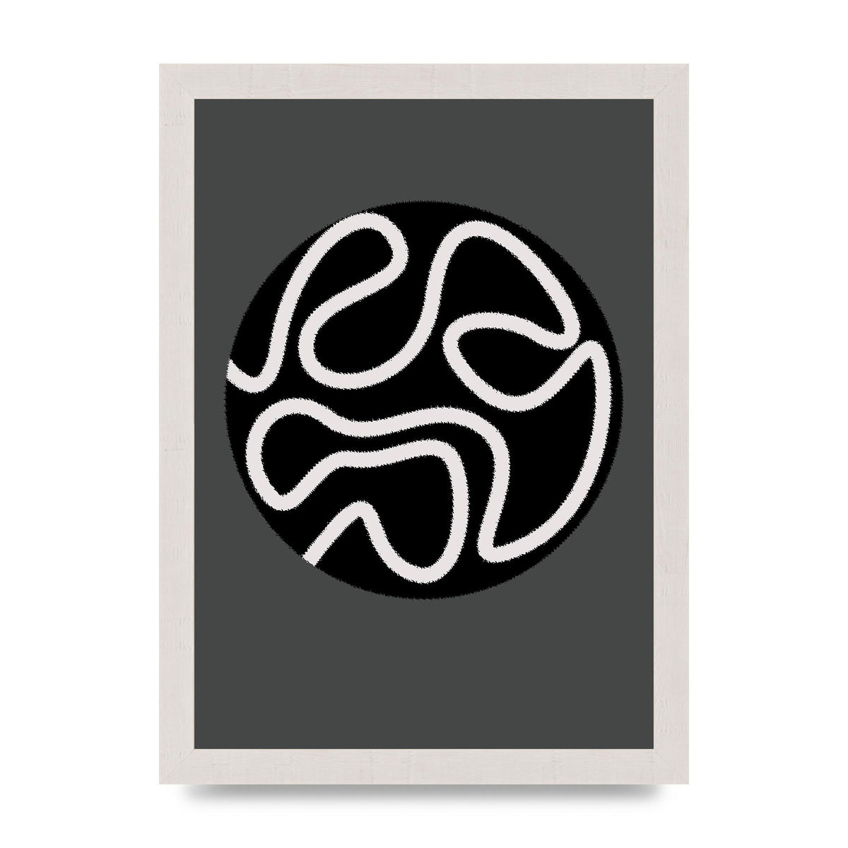 Abstract Line Disc Black Grey Art For The Home - A4 framed