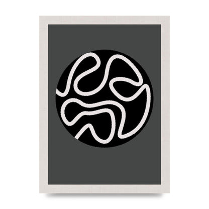 Abstract Line Disc Black Grey Art For The Home - A4 framed