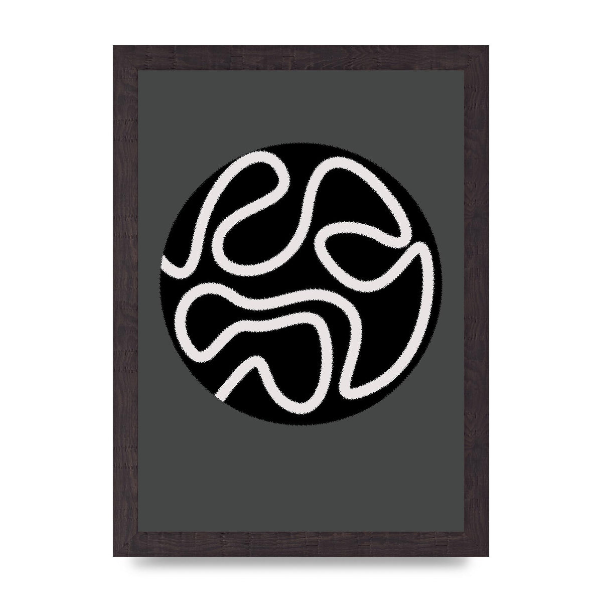 Abstract Line Disc Black Grey Art For The Home - A4 framed
