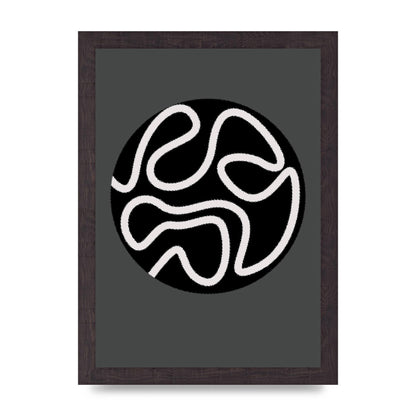 Abstract Line Disc Black Grey Art For The Home - A4 framed