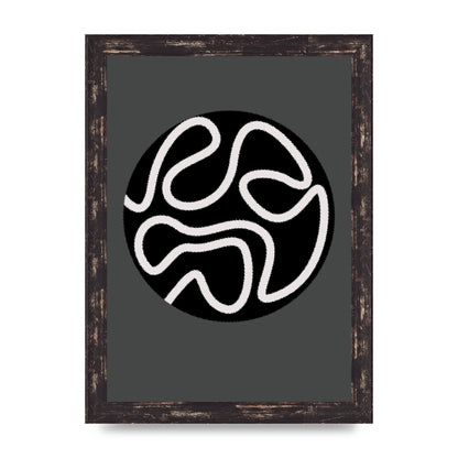 Abstract Line Disc Black Grey Art For The Home - A4 framed