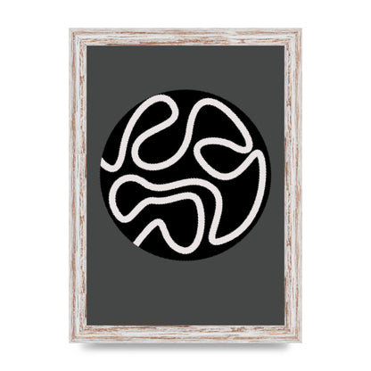Abstract Line Disc Black Grey Art For The Home - A4 framed
