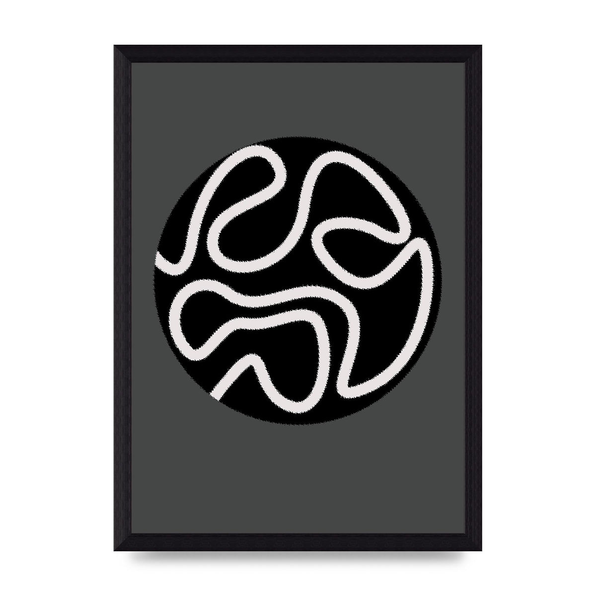 Abstract Line Disc Black Grey Art For The Home - A4 framed