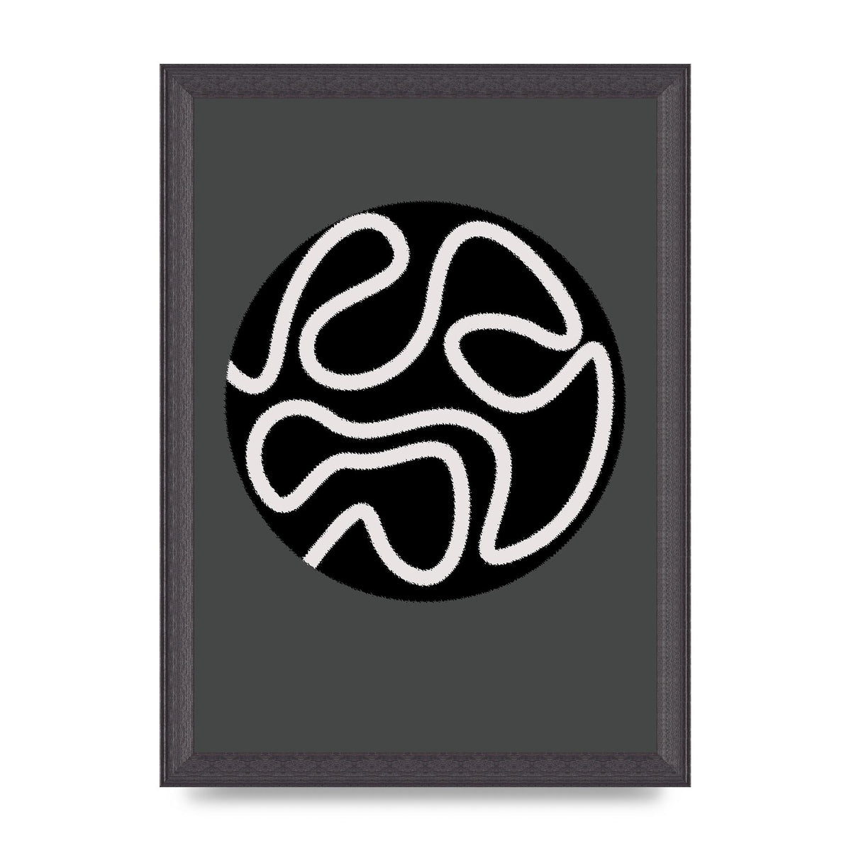 Abstract Line Disc Black Grey Art For The Home - A4 framed