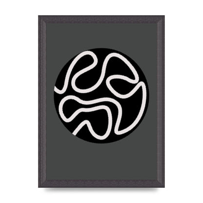 Abstract Line Disc Black Grey Art For The Home - A4 framed