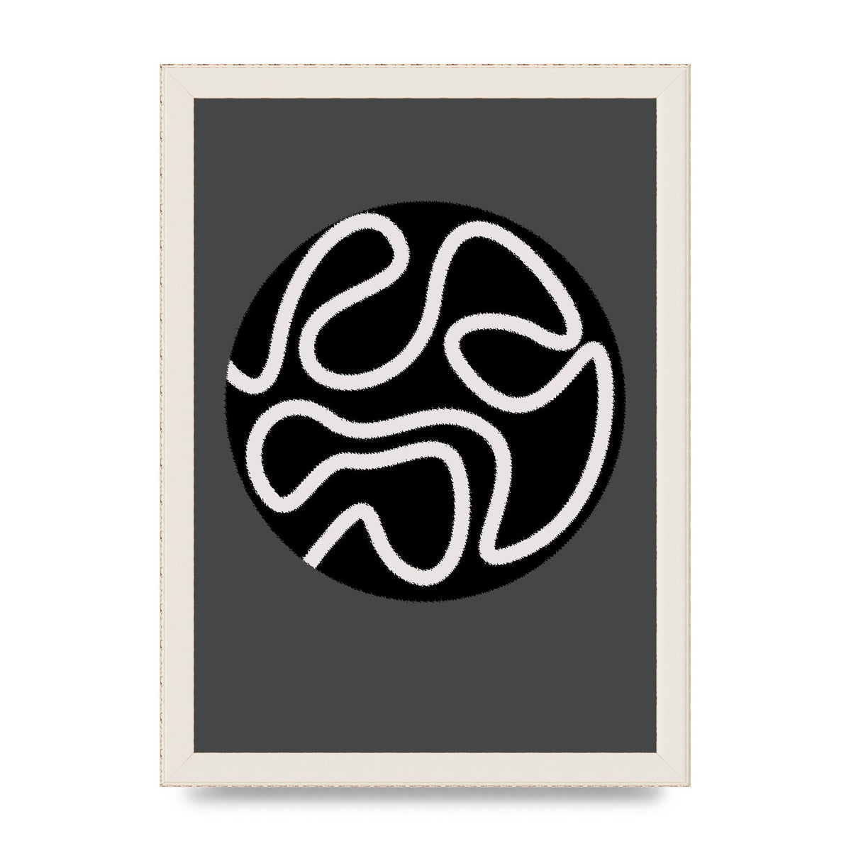 Abstract Line Disc Black Grey Art For The Home - A4 framed