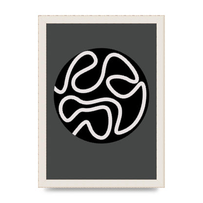 Abstract Line Disc Black Grey Art For The Home - A4 framed