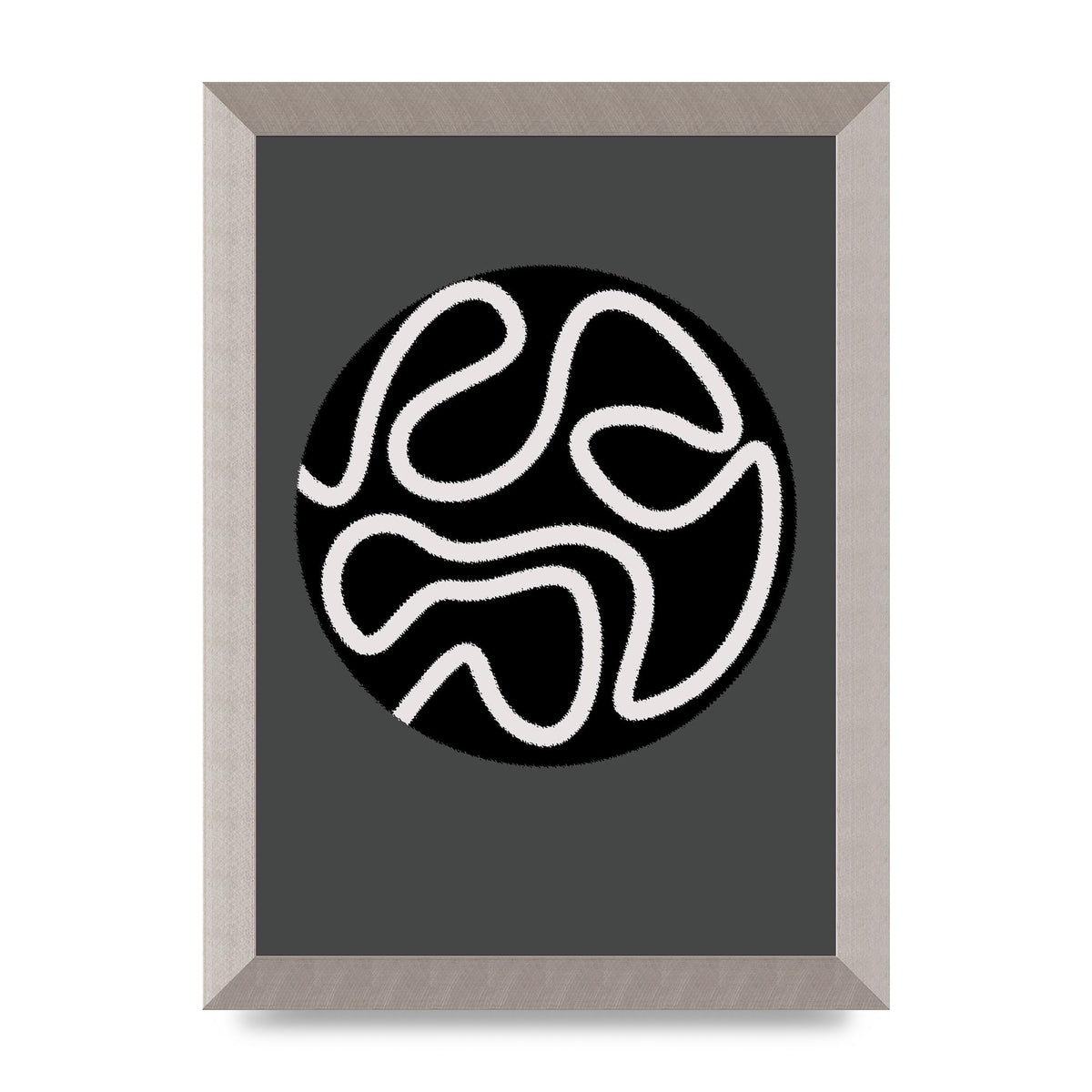 Abstract Line Disc Black Grey Art For The Home - A4 framed