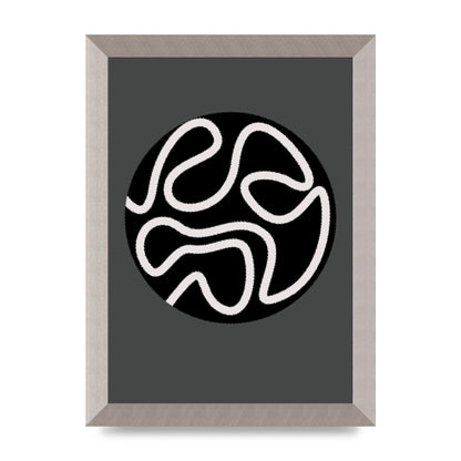 Abstract Line Disc Black Grey Art For The Home - A4 framed