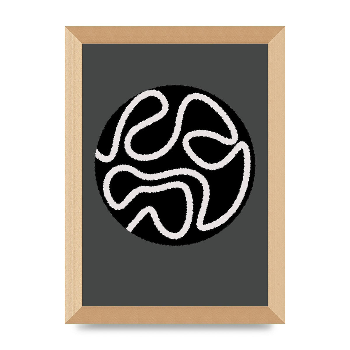 Abstract Line Disc Black Grey Art For The Home - A4 framed