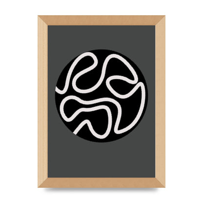 Abstract Line Disc Black Grey Art For The Home - A4 framed