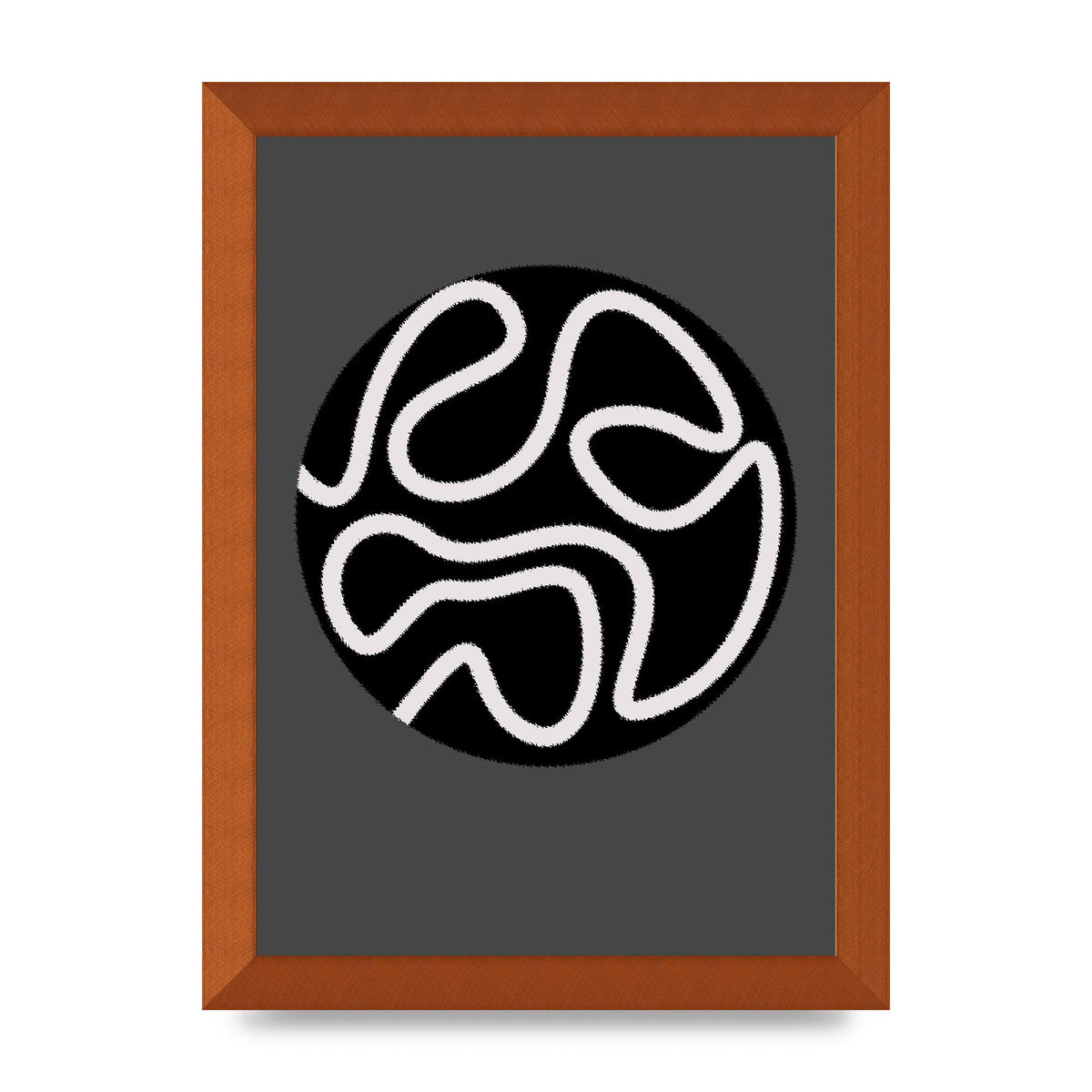 Abstract Line Disc Black Grey Art For The Home - A4 framed