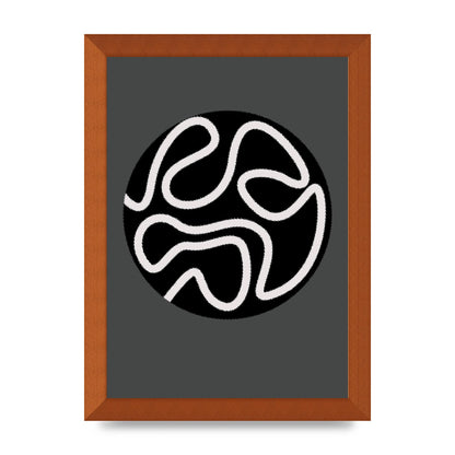 Abstract Line Disc Black Grey Art For The Home - A4 framed