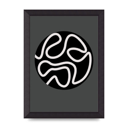 Abstract Line Disc Black Grey Art For The Home - A4 framed