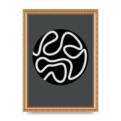 Abstract Line Disc Black Grey Art For The Home - A4 framed