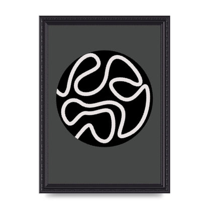 Abstract Line Disc Black Grey Art For The Home - A4 framed