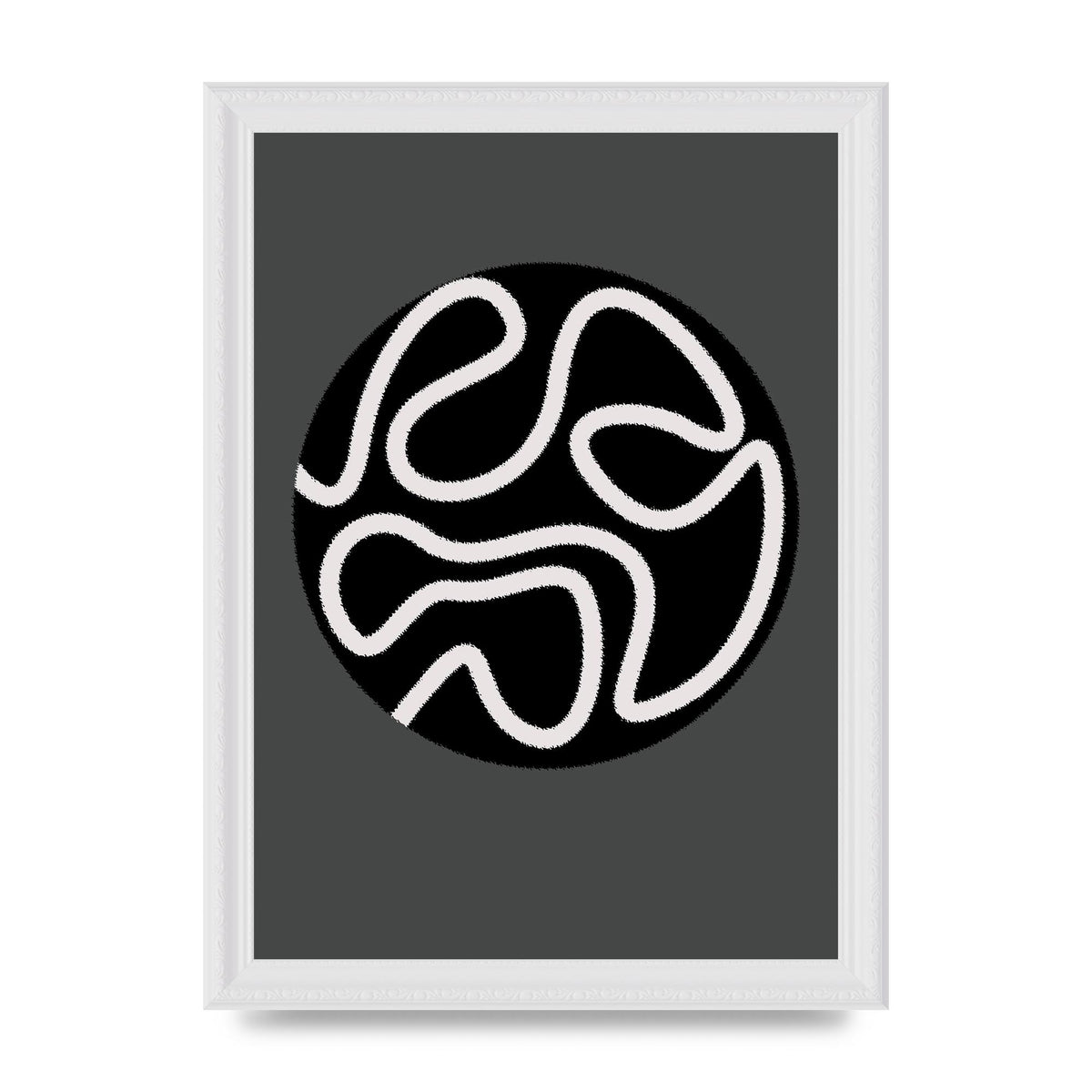 Abstract Line Disc Black Grey Art For The Home - A4 framed