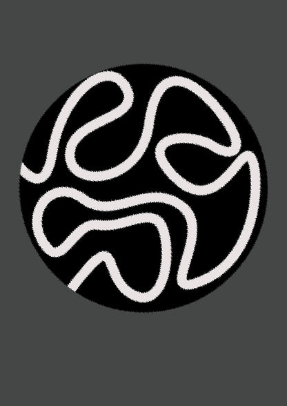 Abstract Line Disc Black Grey Art For The Home - detail