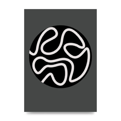 Abstract Line Disc Black Grey Art For The Home - unframed print