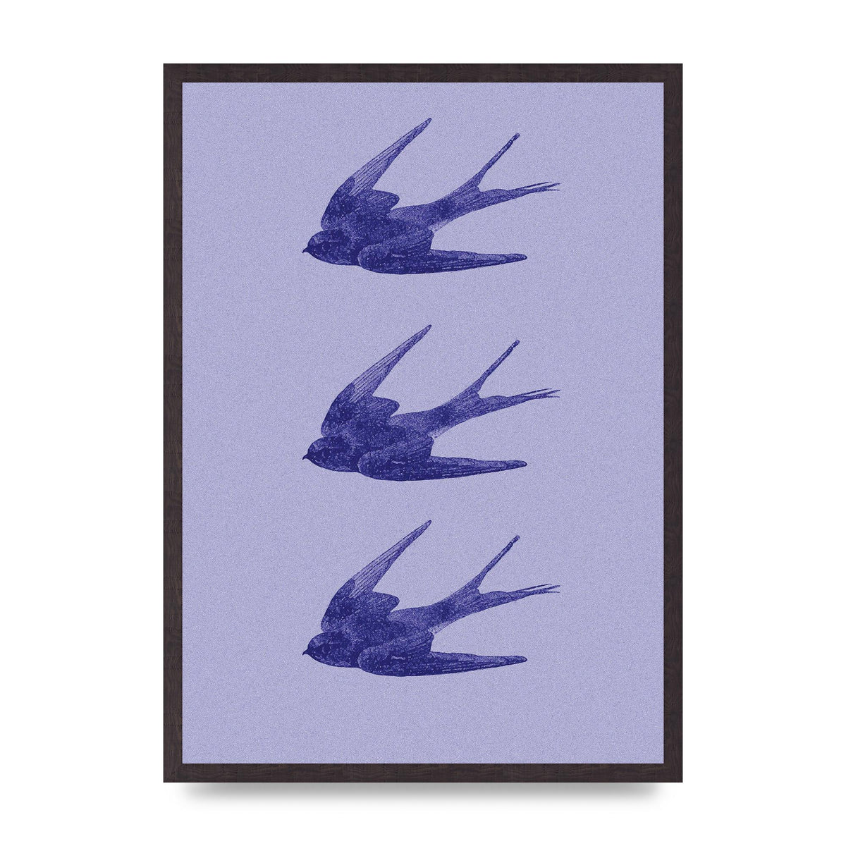Illustrated Dotwork Sparrow Blue Wall Art - A2 framed