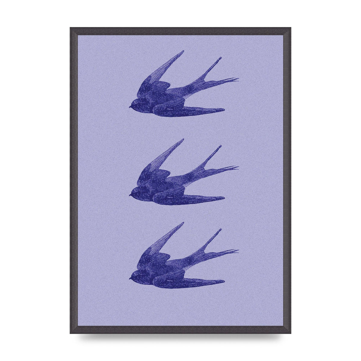 Illustrated Dotwork Sparrow Blue Wall Art - A2 framed