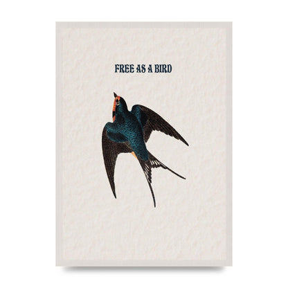 Free As A Bird Illustrative print in an A2 white saw cut grain frame