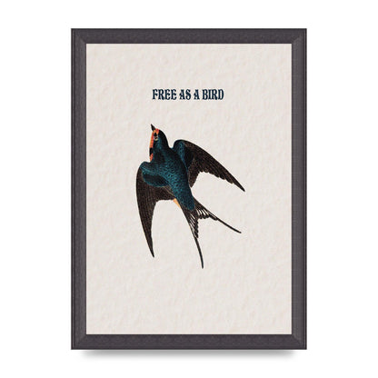Free As A Bird Illustrative Wall Art - A4 framed