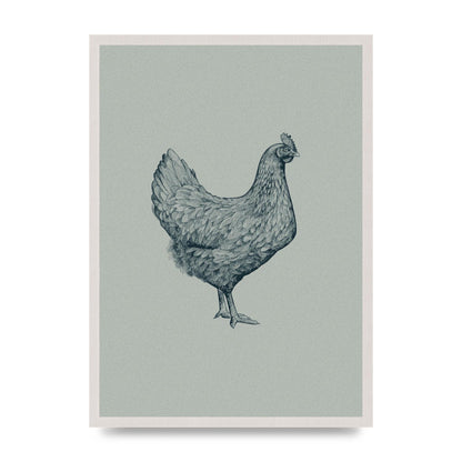 Chicken Illustration Printed Poster - A2 framed