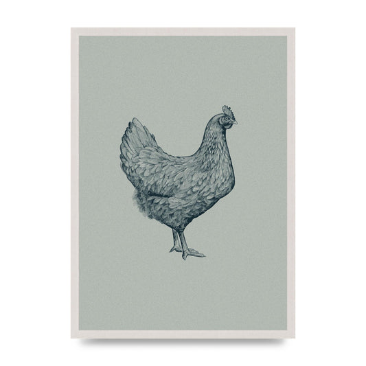 Chicken Illustration Printed Poster - A2 framed
