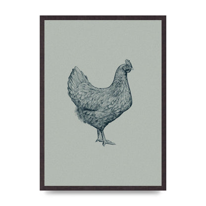 Chicken Illustration Printed Poster - A2 framed