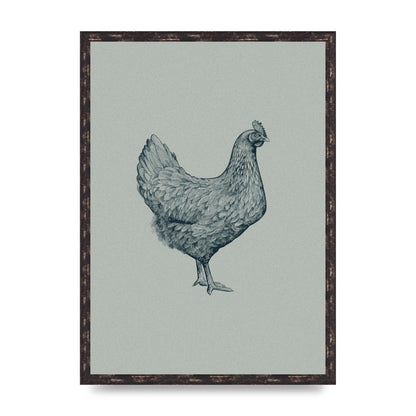 Chicken Illustration Printed Poster - A2 framed