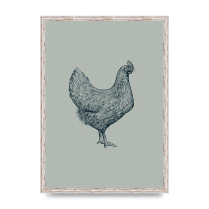 Chicken Illustration Printed Poster - A2 framed