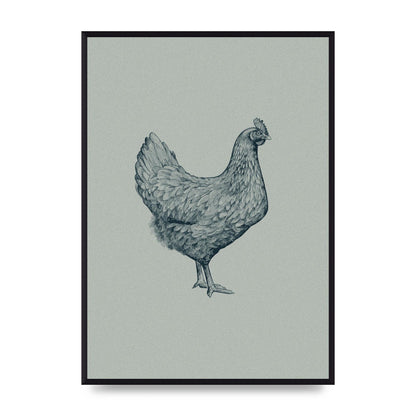 Chicken Illustration Printed Poster - A2 framed