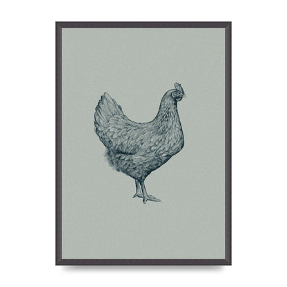 Chicken Illustration Printed Poster - A2 framed