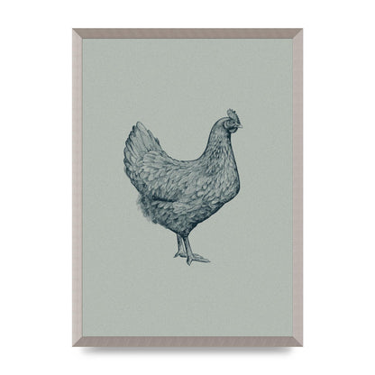 Chicken Illustration Printed Poster - A2 framed