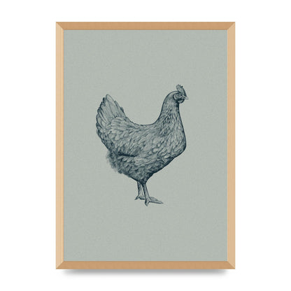 Chicken Illustration Printed Poster - A2 framed