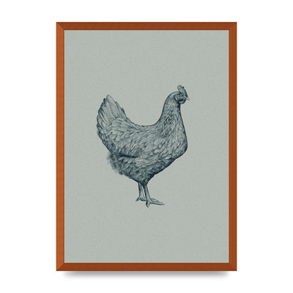Chicken Illustration Printed Poster - A2 framed