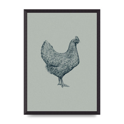 Chicken Illustration Printed Poster - A2 framed