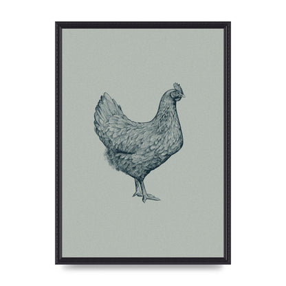 Chicken Illustration Printed Poster - A2 framed