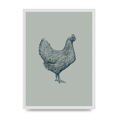 Chicken Illustration Printed Poster - A2 framed