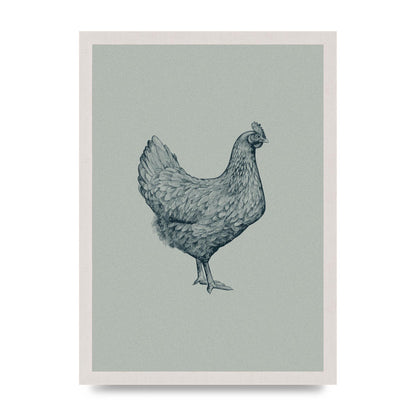 Chicken Illustration Printed Poster - A3 framed